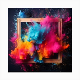 Colorful Powder In A Frame. Canvas of Colors: Powder Paint Explosion Framed Canvas Print