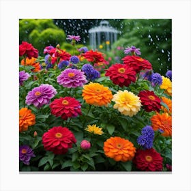 Colorful Flowers In The Rain 2 Canvas Print