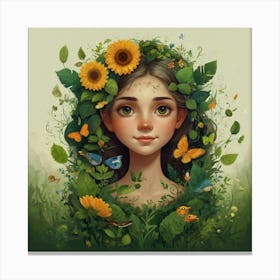 Girl In The Forest Canvas Print