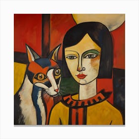 Cat And Woman Canvas Print