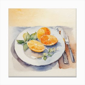 Oranges On A Plate Canvas Print