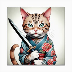 Samurai Cat 2 Canvas Print