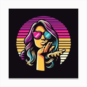 Retro Girl In Sunglasses Canvas Print