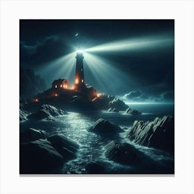 Lighthouse At Night 2 Canvas Print