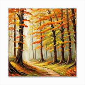 Forest In Autumn In Minimalist Style Square Composition 244 Canvas Print