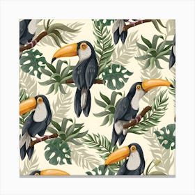 Seamless Pattern With Toucans Canvas Print