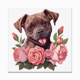 Dog With Roses 9 Canvas Print