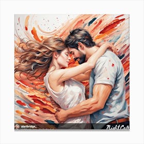 Nightcap - Couple Hugging Canvas Print