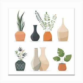 Vases With Plants 1 Canvas Print