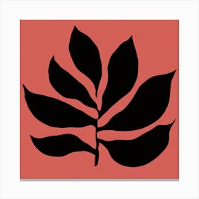 Leaf On A Red Background Canvas Print