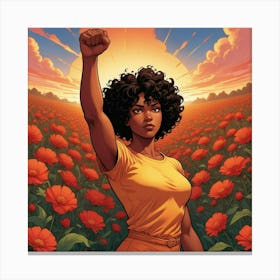 Comic Style The Raised Fist Of A Determined Africa Canvas Print