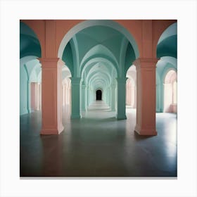 Pink And Blue Hallway Canvas Print