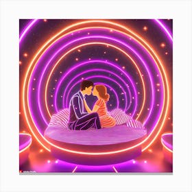 Firefly A Futuristic World, The Couple S Kissing And Sits On A Sleek, High Tech Bed In A Dimly Lit R (7) Canvas Print