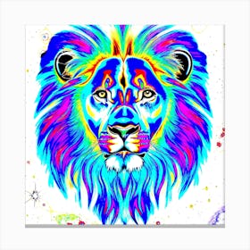 The Lion Blue Rainbow Canvas Print