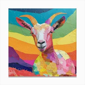 Rainbow Kitsch Goat Canvas Print
