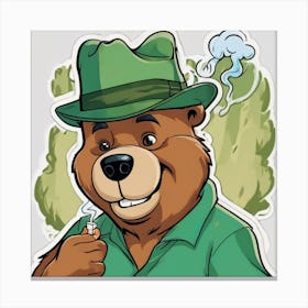 Bear Smoking A Cigarette Canvas Print