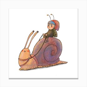 Snail Rider Friendship Canvas Print