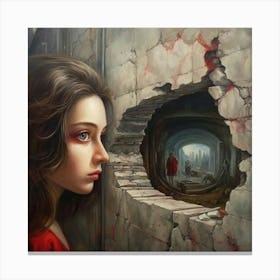 Girl In A Hole Canvas Print