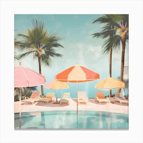 Swimming Pool With Umbrellas Canvas Print