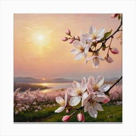 Cherry Blossoms Blossoms at Dusk Canvas Print