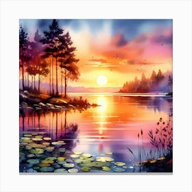 Sunset By The Lake 6 Canvas Print