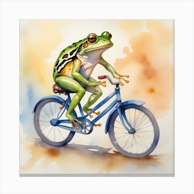 Frog On A Bike 1 Canvas Print