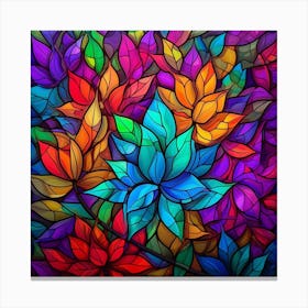 Stained Glass Leaves Canvas Print