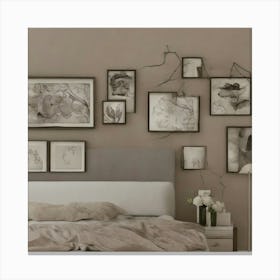 Bedroom With Framed Pictures 2 Canvas Print