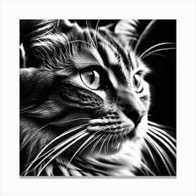 Black And White Cat Portrait Canvas Print