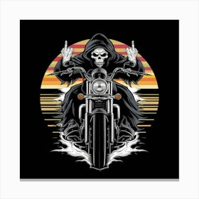 Skeleton Riding A Motorcycle Canvas Print