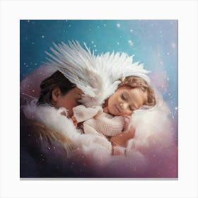 Firefly Sleeping, Winged, Baby Dragon, Mother, Cloud, Powdered Candy Dust, Swirling, Vivid Colors, P (3) Canvas Print