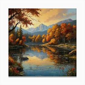 Autumn By The Lake Canvas Print