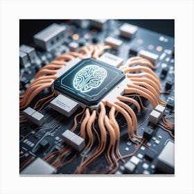 Brain On A Computer Chip Canvas Print