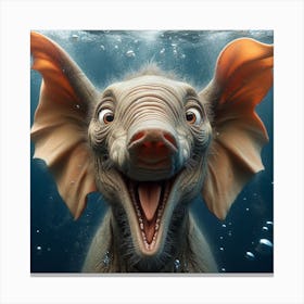 Elephant In The Water Canvas Print