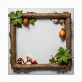 Frame With Mushrooms And Leaves Canvas Print