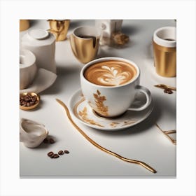 Gold Coffee Cup 1 Canvas Print