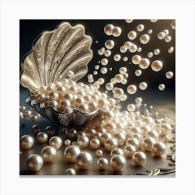 Pearls In A Shell 3 Canvas Print