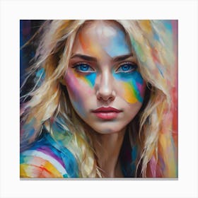 Rainbow paint girl Canvas Print