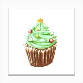 Christmas Tree Cupcake Canvas Print