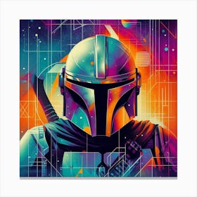 Din Djarin The Mandalorian Abstract Lines Star Wars Art Print Canvas Print