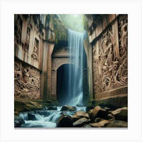Waterfall In A Cave 8 Canvas Print