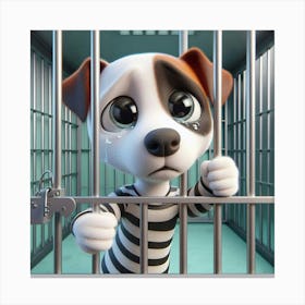 Sad Dog In Jail Canvas Print