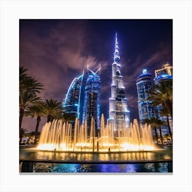 Burj Khalifa At Night  Canvas Print