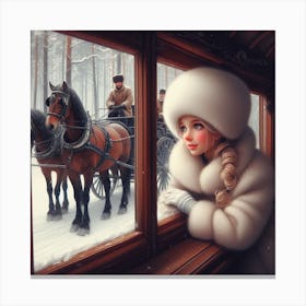 Girl in a carriage Canvas Print