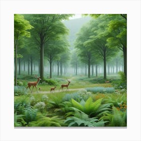 Deer In The Forest 5 Canvas Print