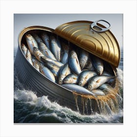 Real sardines in a can Canvas Print