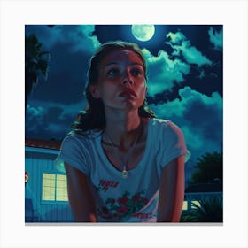 Girl In The Moonlight Canvas Print