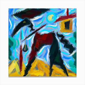 An Abstract Impressionist Oil Painting Of Don Quixote Canvas Print