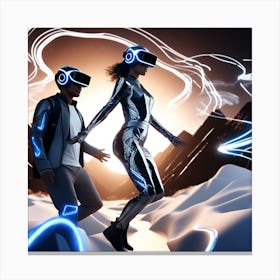 Two People In Virtual Reality 1 Canvas Print