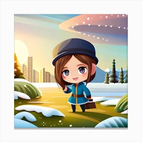 Girl In The Snow Canvas Print